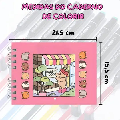 KIT ORIGINAL BOOBIE GOODS COM CONJUNTOS DE CANETAS PONTA DUPLA 120 CORES (CAPA DURA)